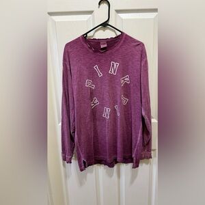 Victoria Secret Pink Campus Long Sleeve Distressed Purple Shirt